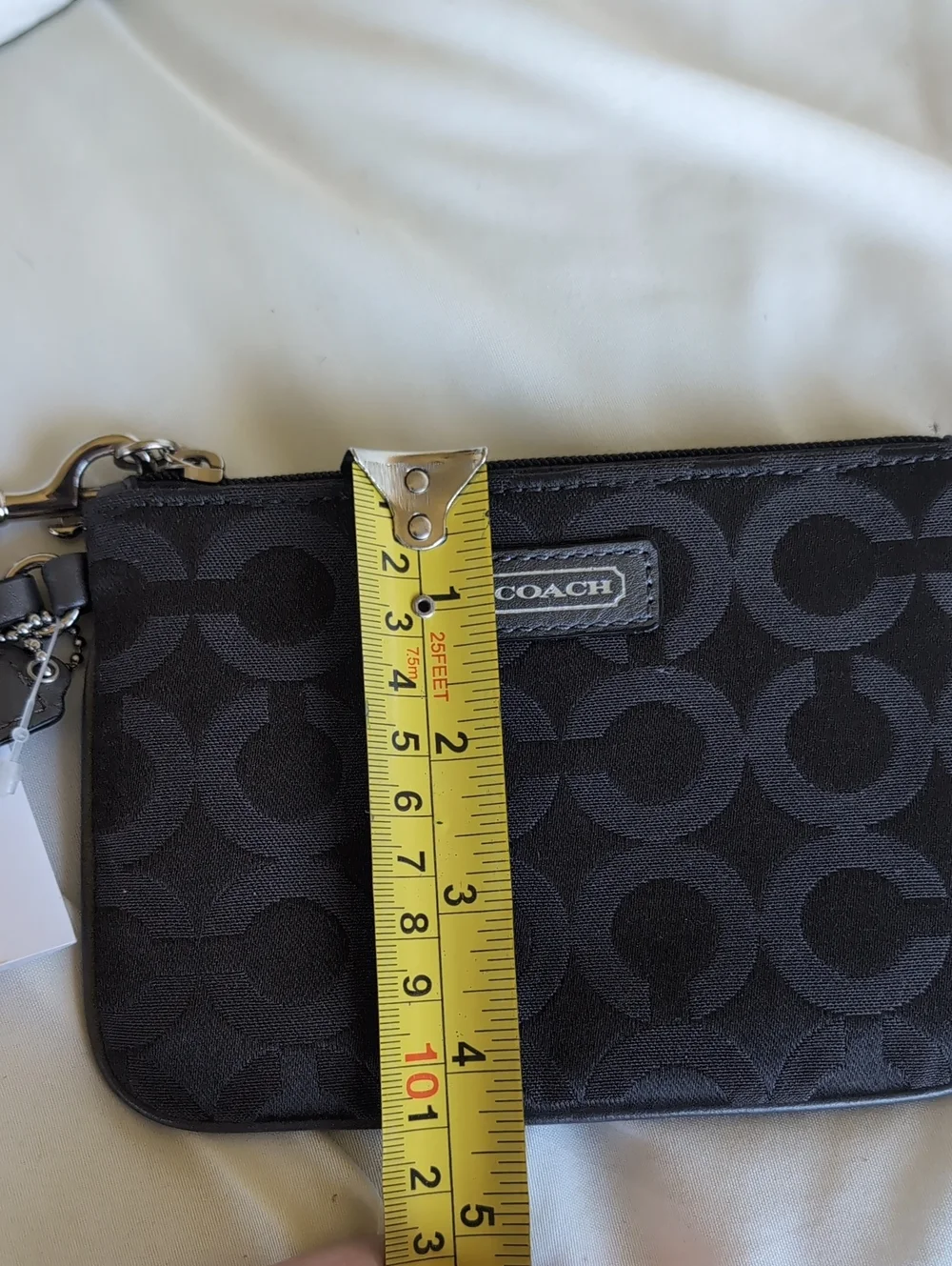 Gray Coach Signature Zip Wristlet With Iconic C Fabric And Coach Leather NWT